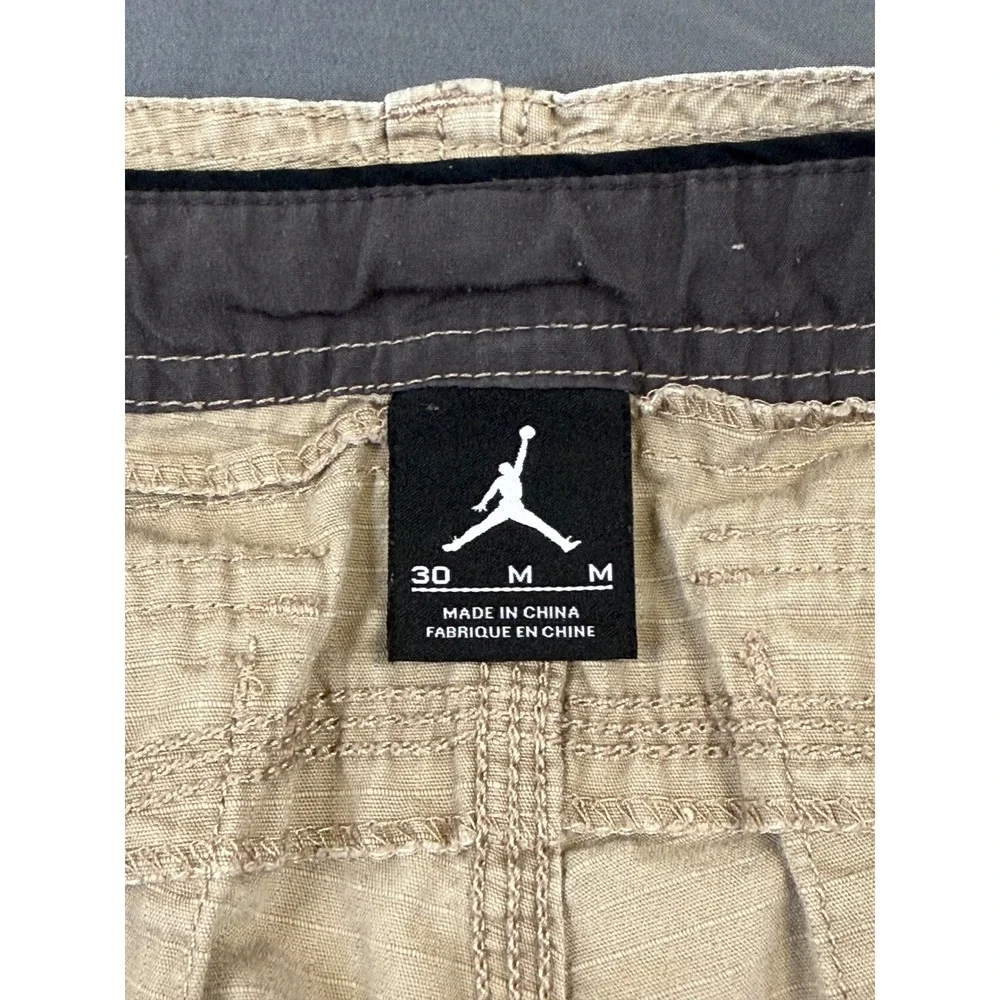 Distressed Jordan Brand Mens Ripstop Cargo Shorts Tan Size 30 Utility 465022-238